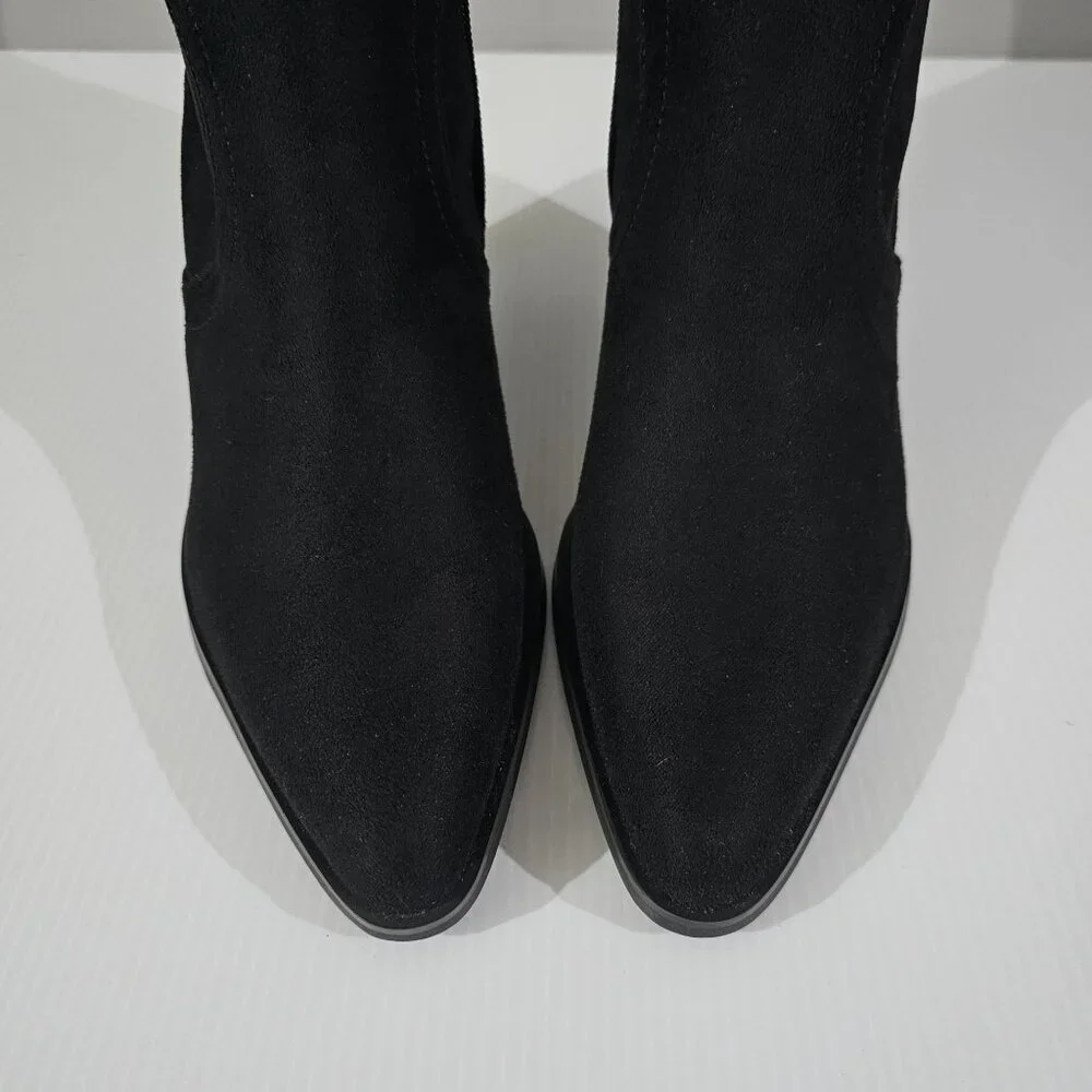 Marc Fisher Cathi Over The Knee Boot Women 7.5 Black Pointed Toe Tall Block Heel